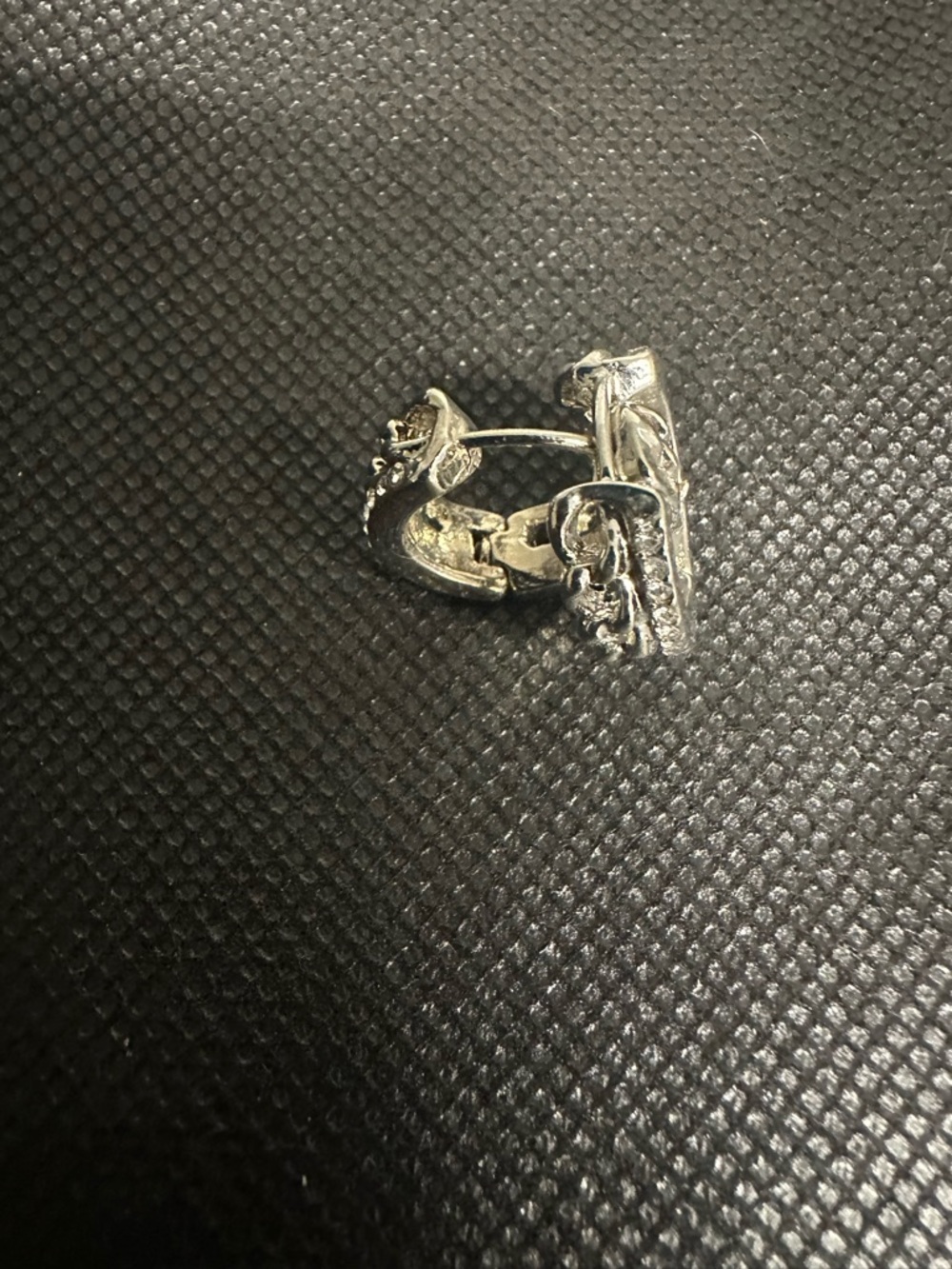 Silver Tone Hinged Hoop Earrings with Clear Stones